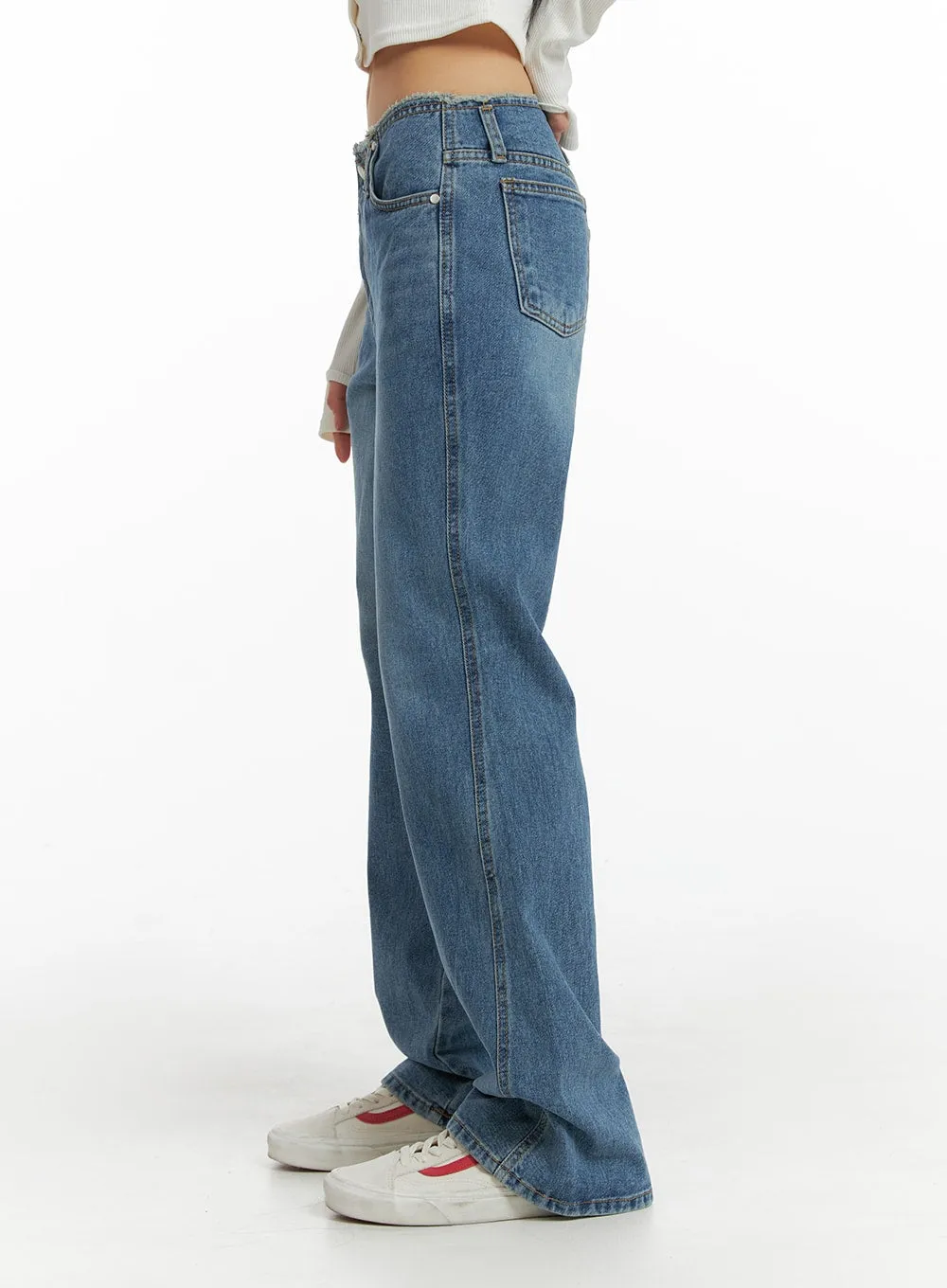 Waist Distressed Flared Jeans IM414