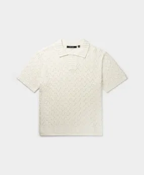 White Yinka Relaxed Knit Sweater Polo