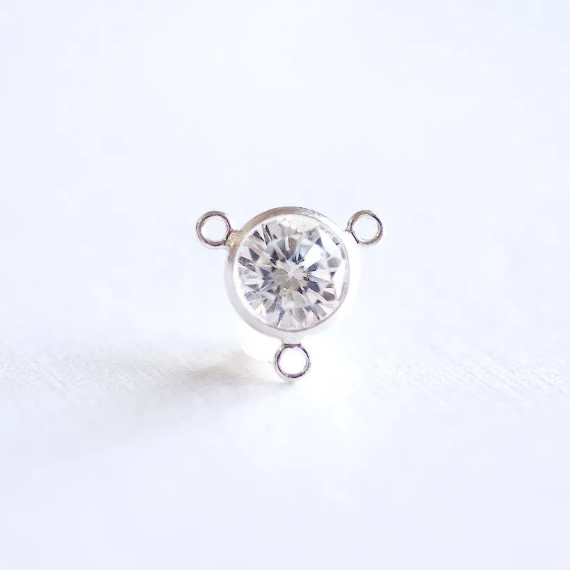 Wholesale Sterling Silver Cubic Zirconia Y Link Connector Charm-- Lariat Necklace Finding, Sterling Silver Y Lariat Crystal Connector, 3 holes