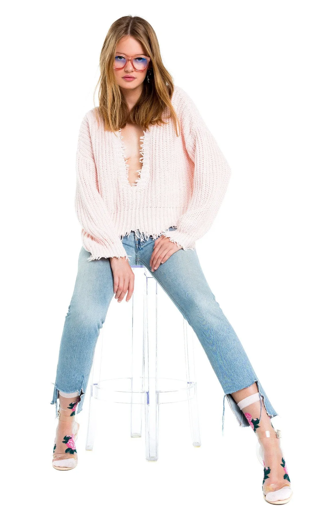 Wildfox Palmetto Sweater - Seashell Pink