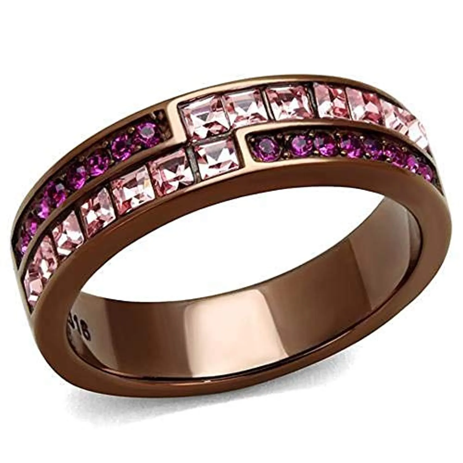 WildKlass Stainless Steel Ring IP Coffee Light Women Top Grade Crystal Multi Color