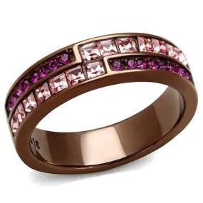 WildKlass Stainless Steel Ring IP Coffee Light Women Top Grade Crystal Multi Color