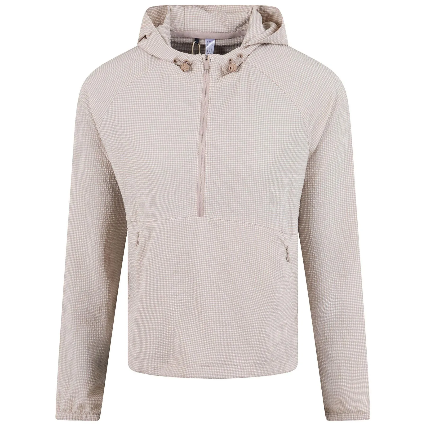 Womens Searsucker Quarter Zip Hoodie Wonder Taupe - SU23