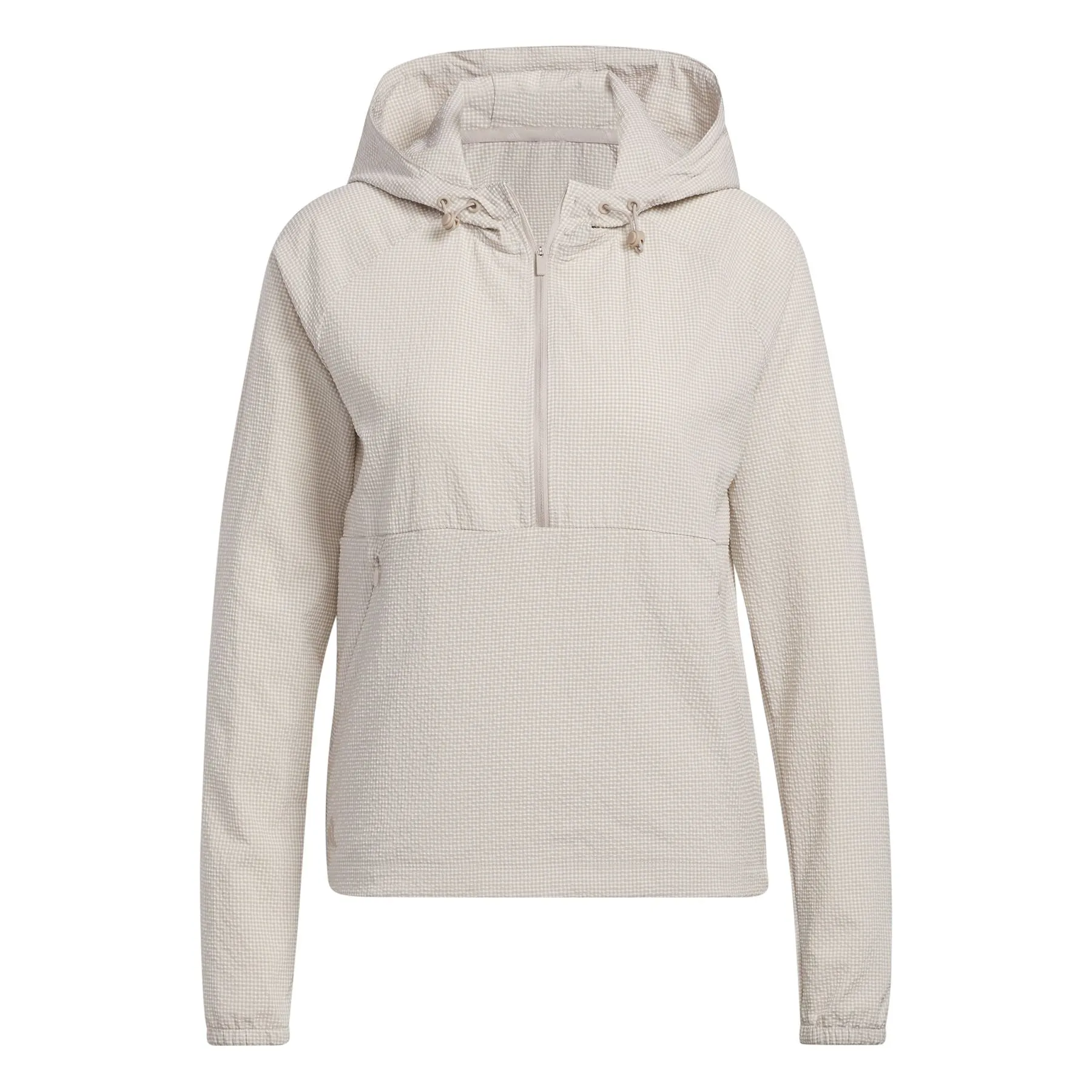 Womens Searsucker Quarter Zip Hoodie Wonder Taupe - SU23