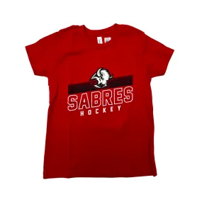 Youth Sabres Hockey Red With Goat Head Short Sleeve Shirt