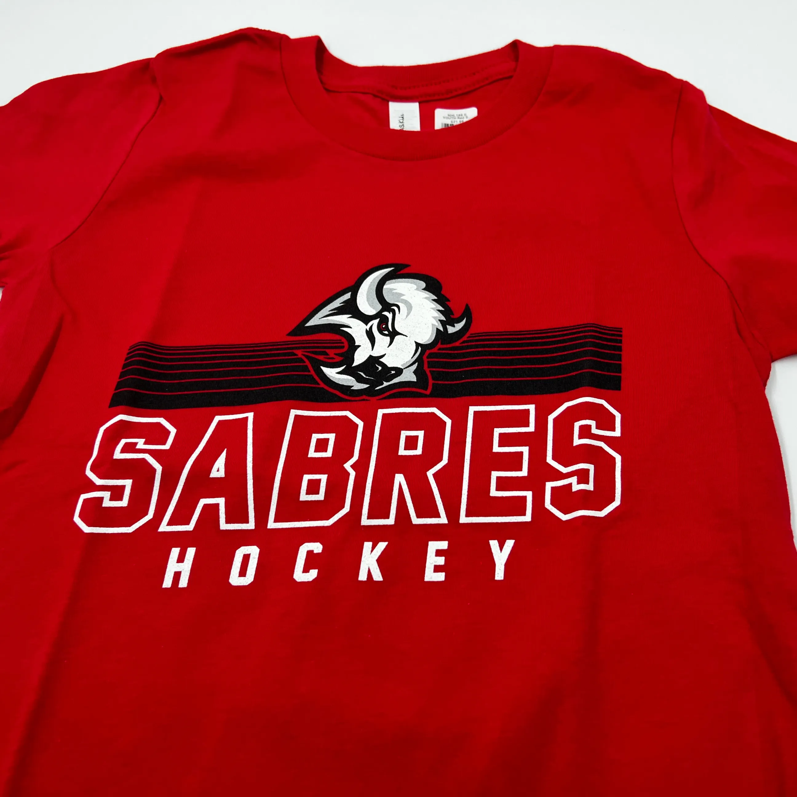 Youth Sabres Hockey Red With Goat Head Short Sleeve Shirt